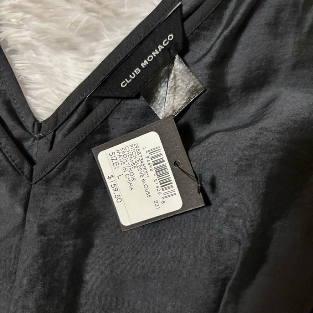 Club Monaco Charcoal Blouse with Puff Sleeves - Picture 8 of 9